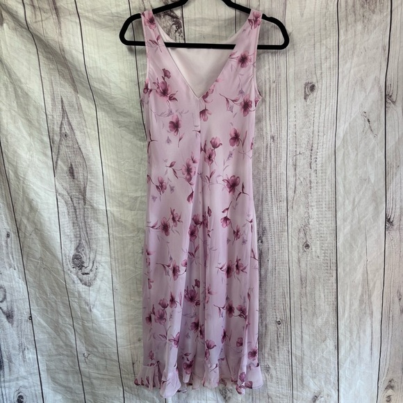 Vintage Women’s Floral Pink Sleeveless Flower Patterned Midi Summer Dress 8 - Picture 2 of 6